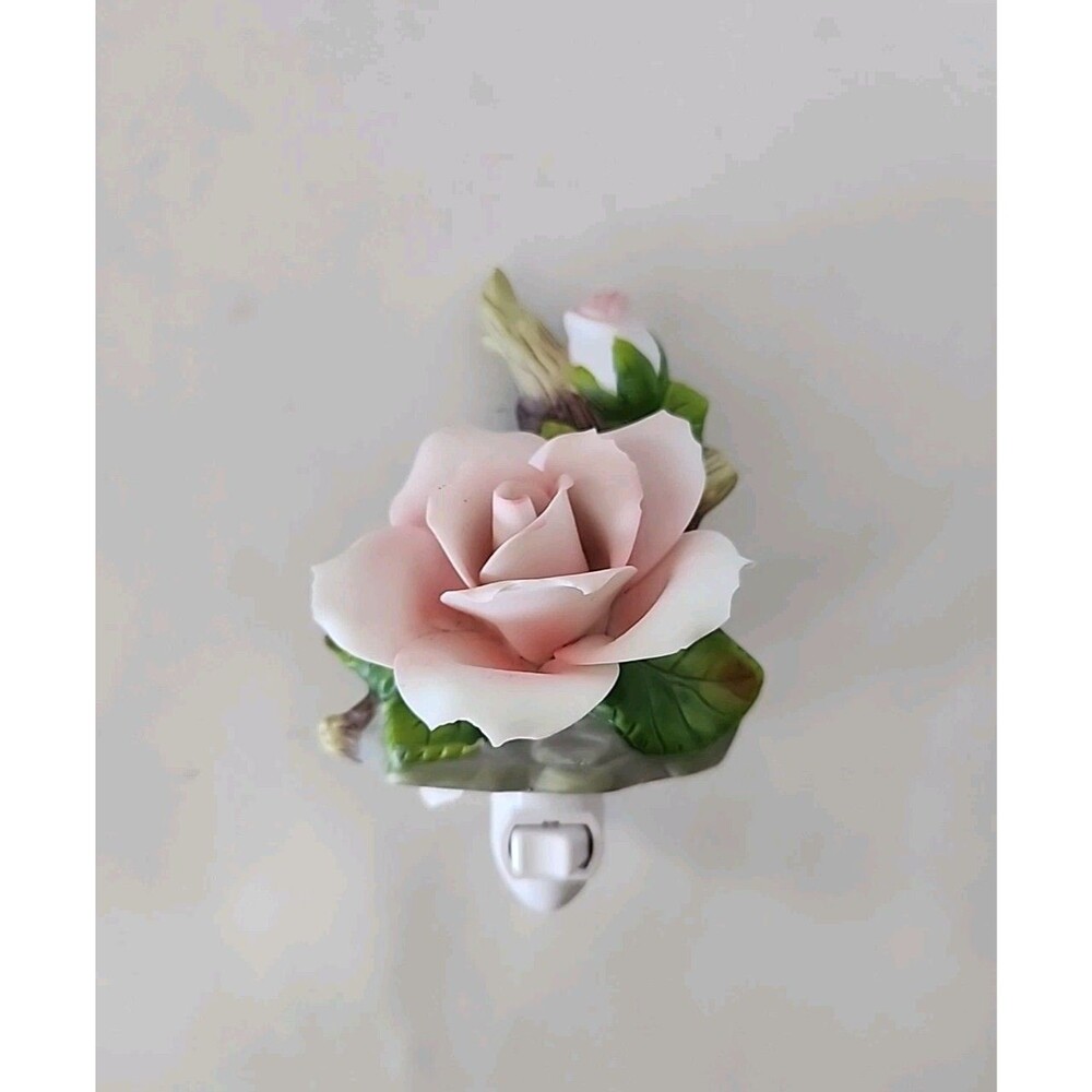 COSMOS Fine Porcelain Lighted Rose Night Light Pink